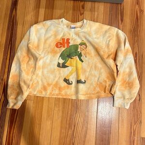 Cute Elf yellow Junk Food cropped Sweatshirt- size medium